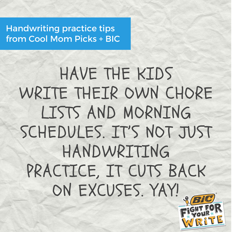 Handwriting tips: Have kids write their own chore lists and school morning schedules