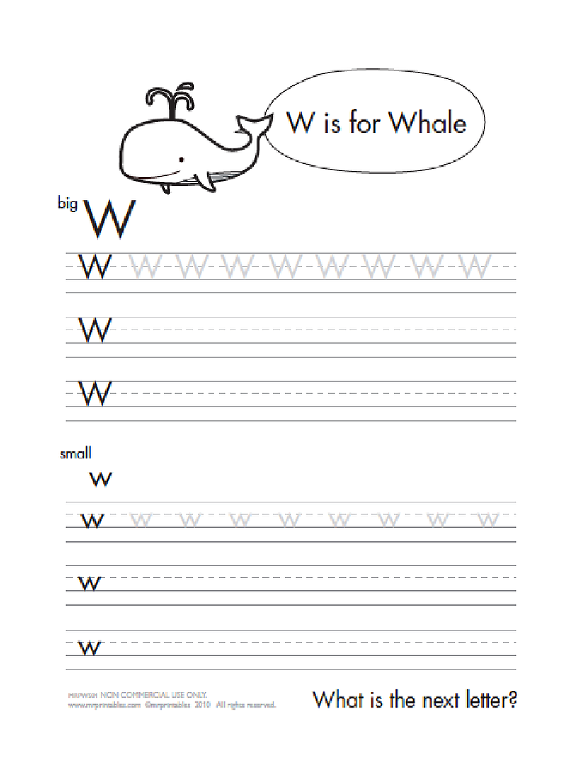 Handwriting practice printables: Find a full set of cute alphabet worksheets at Mr. Printables