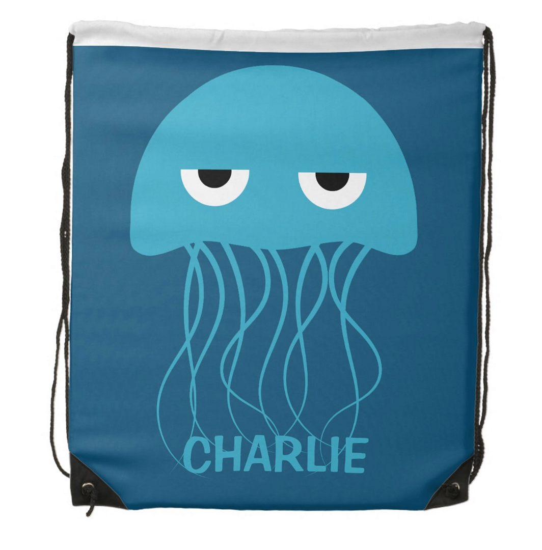 Personalized jellyfish drawstring bag on Zazzle | cool back to school supplies 