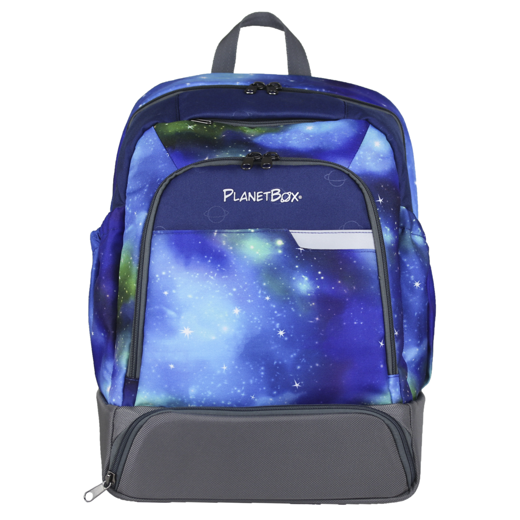 Planetbox Backpack with zippered compartment at bottom to fit a Planetbox Bento set