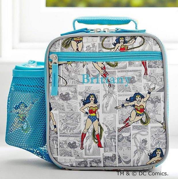 Wonder Woman lunch bags at PBK can be personalized too | coolest lunch boxes and bags for back to school