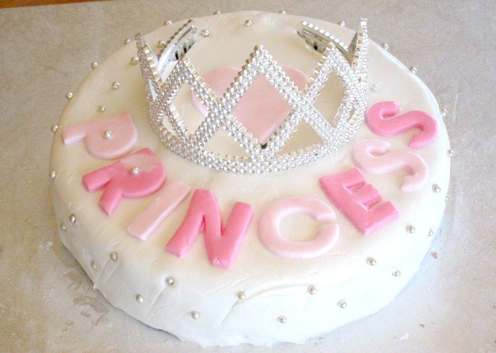 Easy store-bought cake decorating idea: Add a real tiara for a princess cake