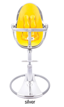 Fresco Chrome highchair in silver chrome and yellow