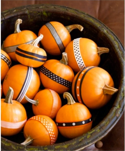 no-carve ribbon pumpkins