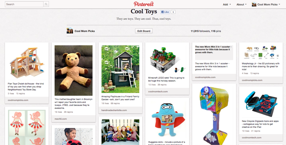 Pinterest board for cool toys