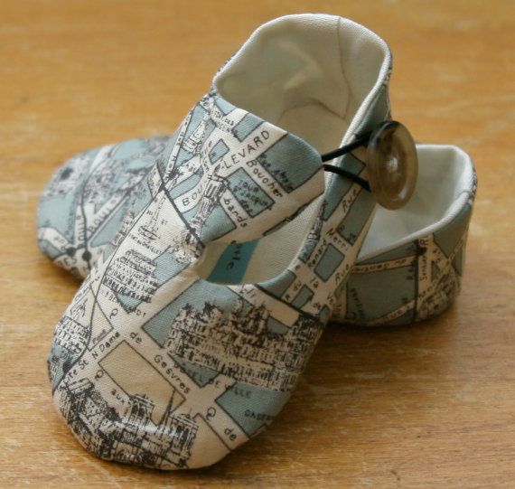 Paris map boys' baby shoes