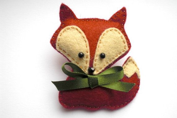 handmade fox felt brooch
