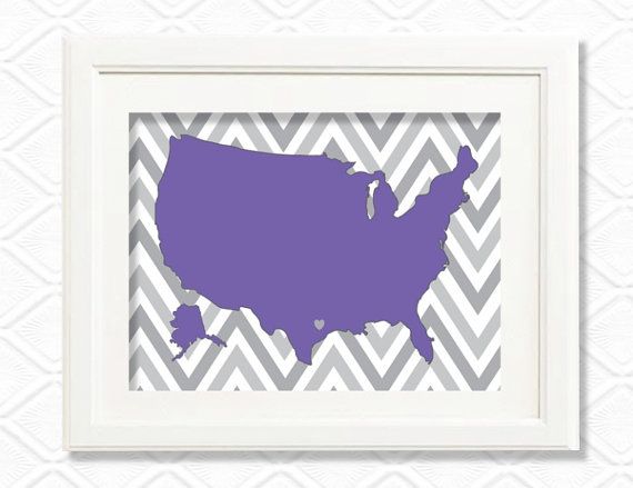 Custom purple USA wall map | Wall Art Shop