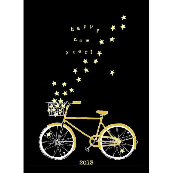 Bike and stars New Year's card | Rachel Ink