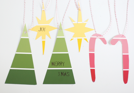 DIY Christmas Ornaments: paint chip ornaments
