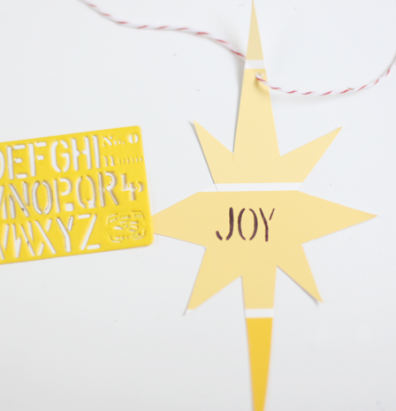 DIY Christmas Ornaments: stenciled paint chip