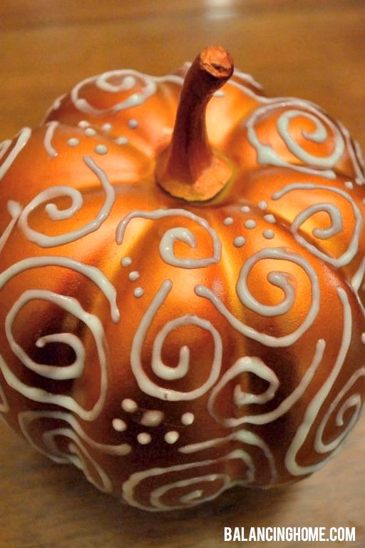 puffy paint glow in the dark pumpkin at balancing home