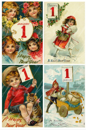 Antique New Year's cards | boxes by brkr