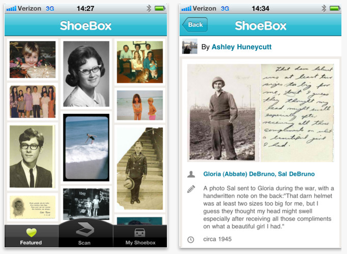 ShoeBox app for photo scanning and storage