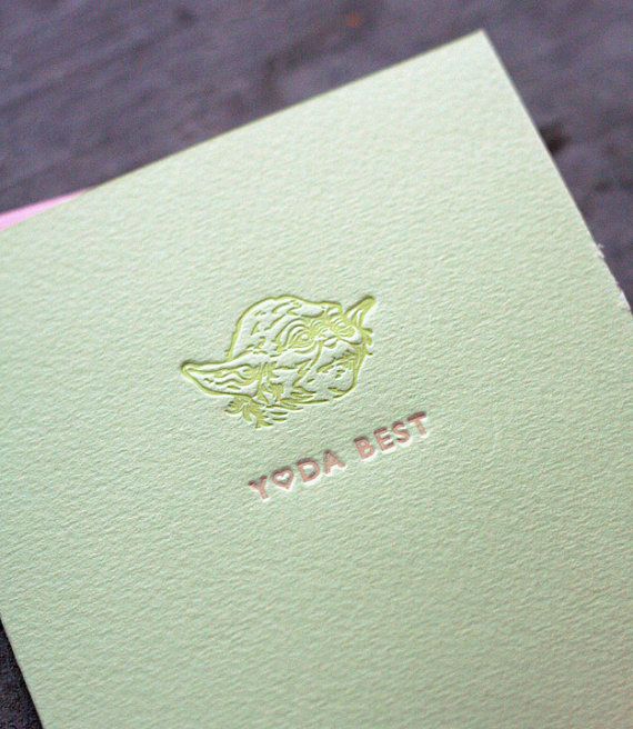 Letterpress Yoda Valentine's Day card from Dingbat Press