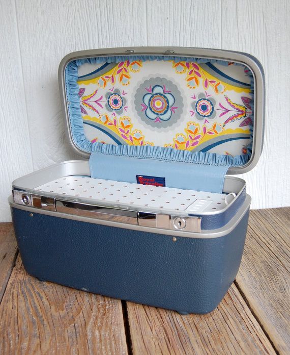 vintage train cases as charging stations