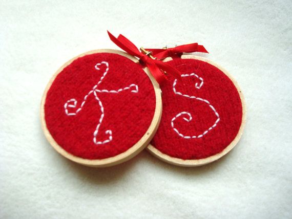 Handmade personalized initial ornaments