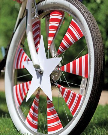 Fourth of July bike decorations: spoke covers