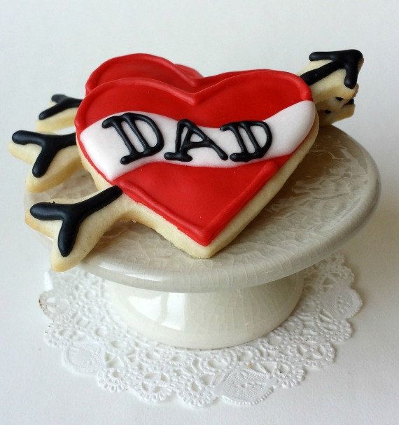 Dad heart tattoo cookies on Etsy | Cool Father's Day gifts under $25