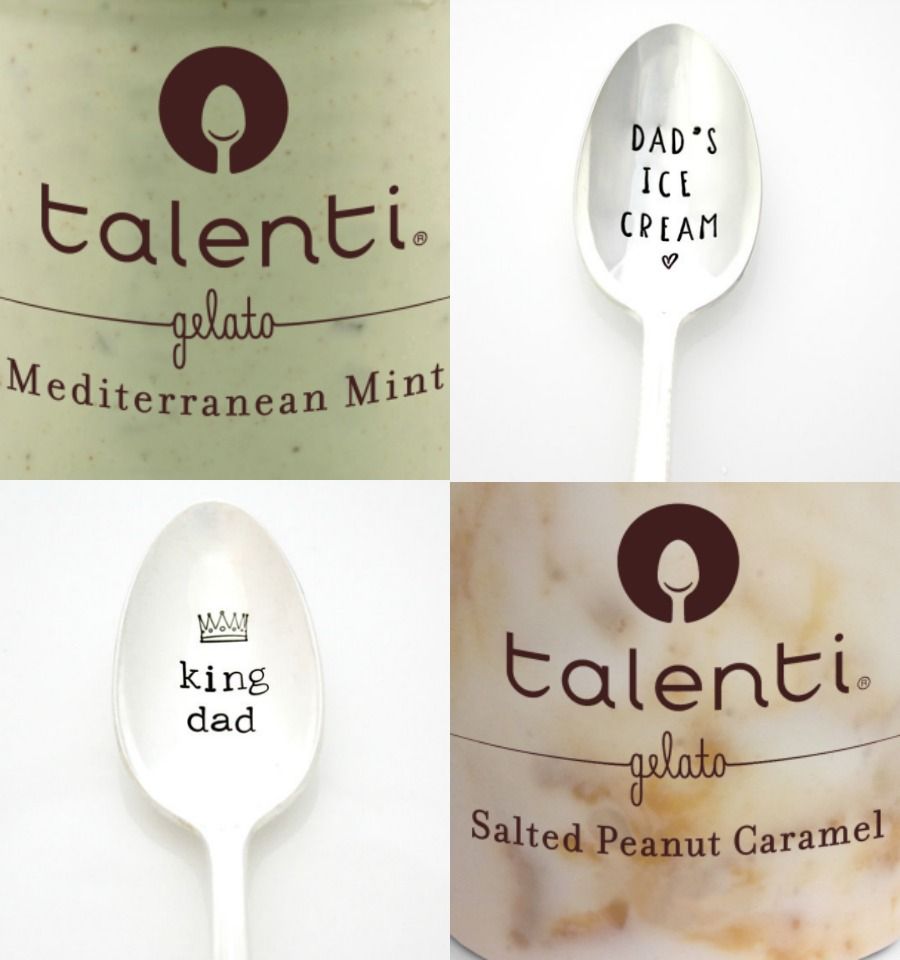 Father's Day gifts under $25: A pint of his favorite ice cream or gelato, and a hand-engraved spoon from Milk + Honey Luxuries