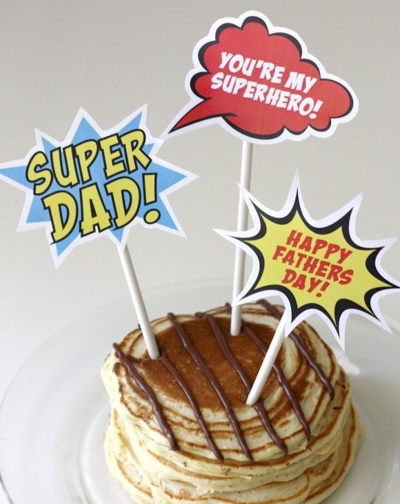 Free printable treat toppers for Father's Day: Great for pancakes, cupcakes, you name it | Catch My Party