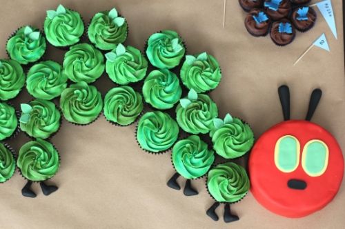 Very Hungry Caterpillar party idea: Awesome cupcake cake from Rhubarb and Rose