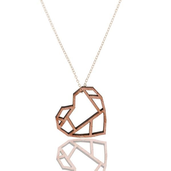 Laser cut wooden heart pendant from Pico Design: Mother's Day gifts that support indie women makers