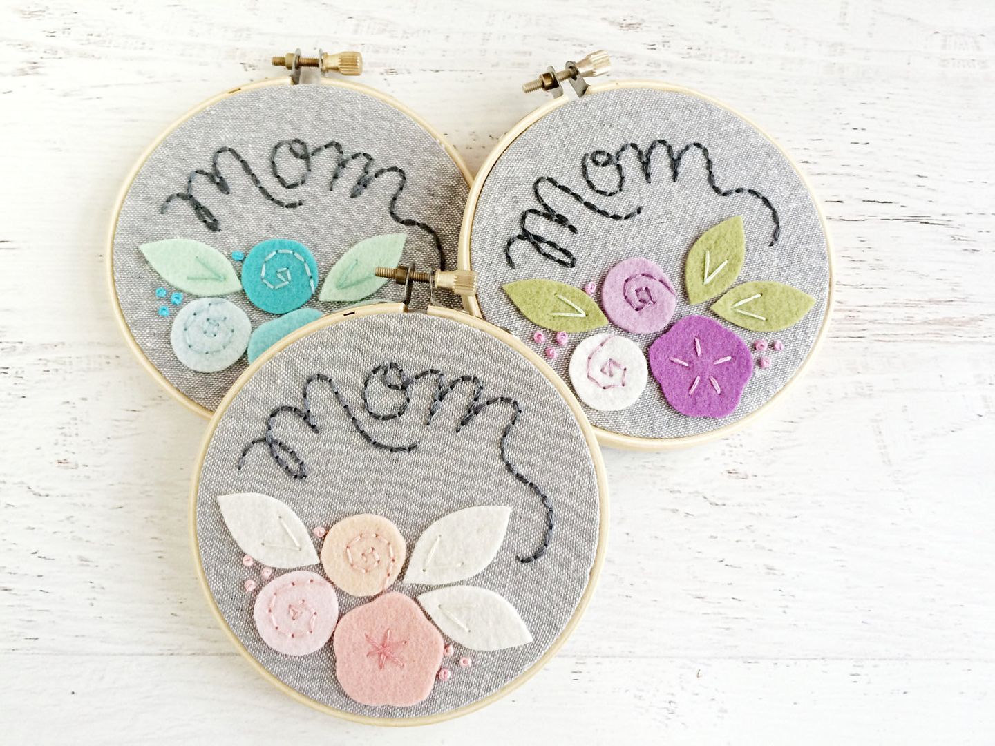 Mom embroidery hoop art from Blue Without You Kids: Mother's Day gifts supporting indie women makers