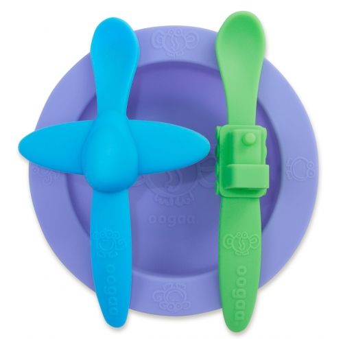 Oogaa baby silicone dish and spoon mealtime set