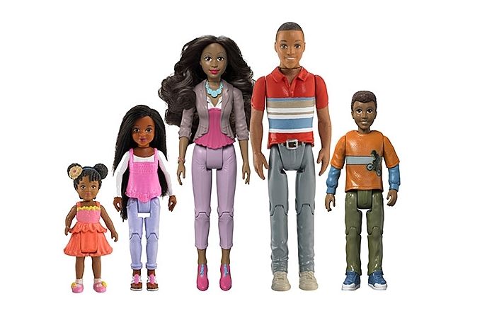 mixed race dollhouse family