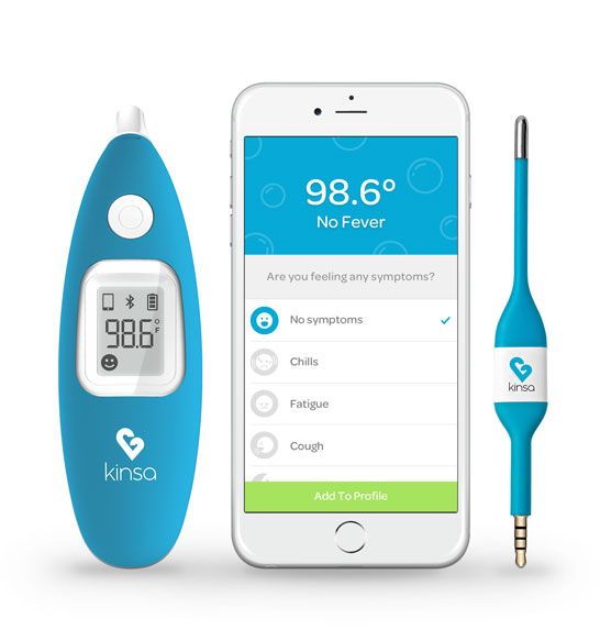 Cool high-tech baby gift ideas: The Kinsa Smart Thermometer can track and record temperature + offer guidance through the free app