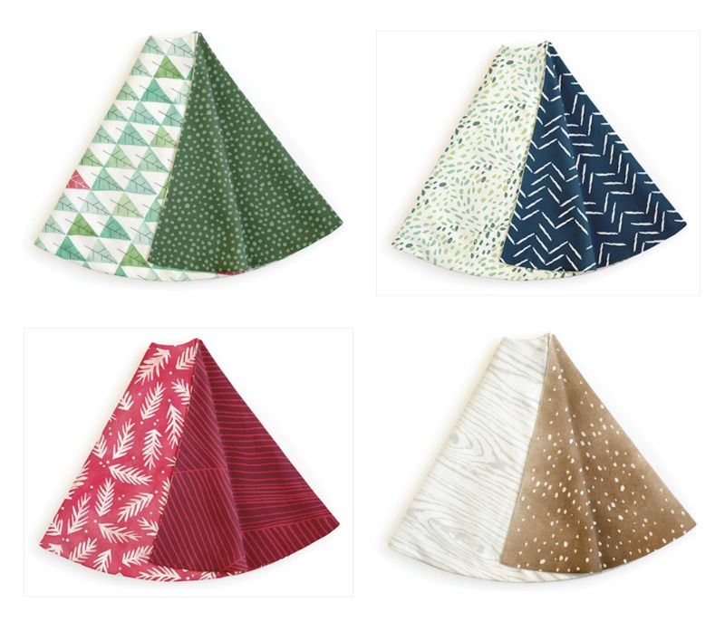 Great selection of modern Christmas tree skirts at Minted that are reversible too!