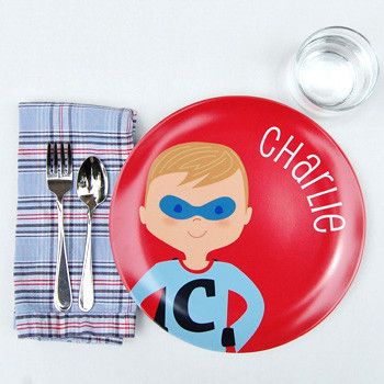 Superhero gifts for kids: Personalized superhero plate