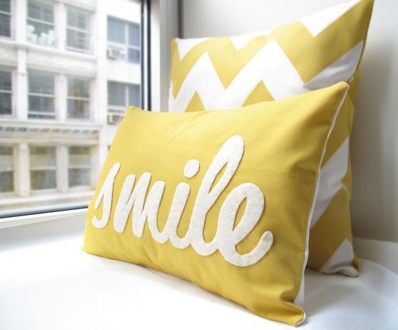 "smile" throw pillow