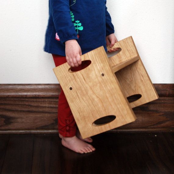 Beautifully handmade child's wooden step stool from Little Sapling Toys