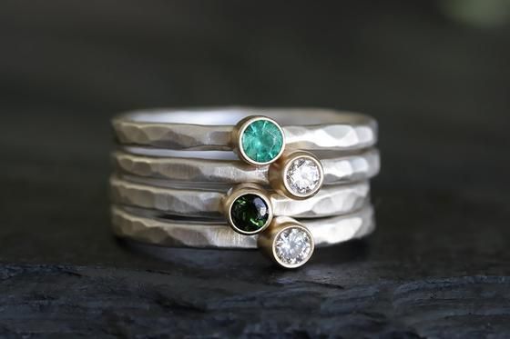 Custom gemstone stacking rings handmade by Andrea Bonelli | First Mother's Day gifts for new moms