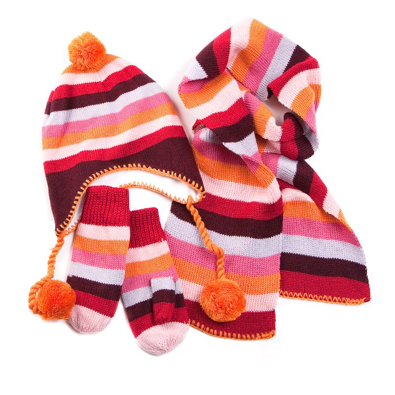 striped hat and mittens from doshi