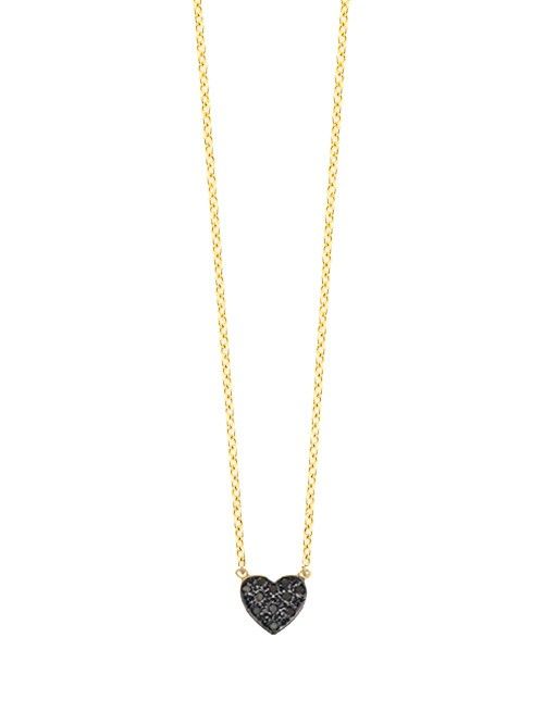 Mini black diamond heart necklace by Kacey K 