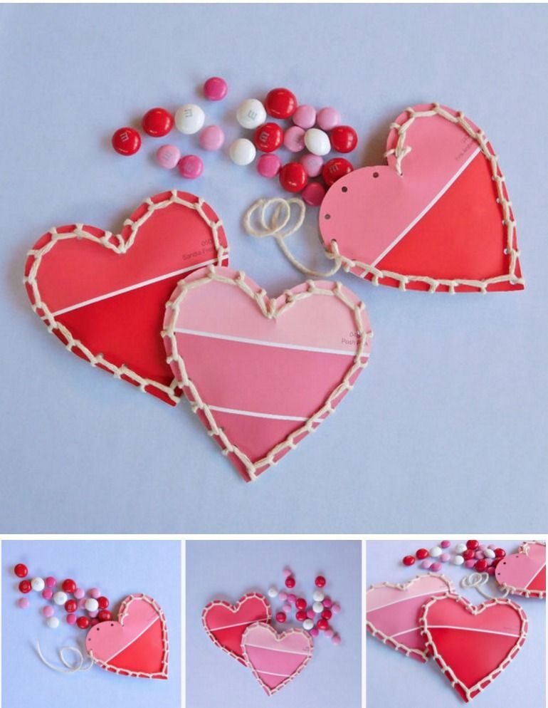 DIY Valentine's Gifts that kids can make: Cool paint chip Valentine's cards at Instructibles