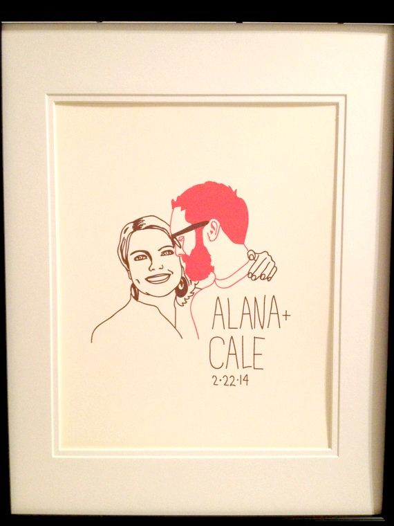 Personalized Valentines Gifts: Custom couples portrait on Etsy