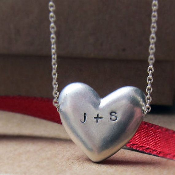 Personalized Valentines' Gifts: hand-engraved solid heart necklace from Metalicious