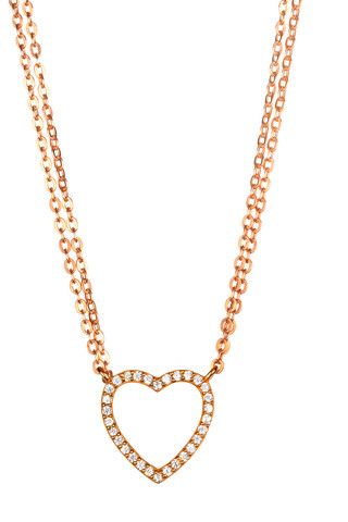 Rose gold heart necklace with clear sapphires by Amelia Rose