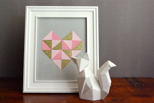 Valentines Day Crafts that make great gifts: Geometric heart via Oleander and Palm