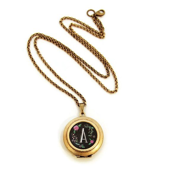 Valentines gifts for her under 50: Personalized chalkboard initial pendant on Etsy